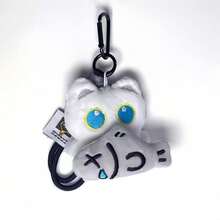 1 件可爱草莓黑猫毛绒吊坠钥匙扣，可爱毛绒娃娃背包饰物，万圣节礼物 - 淺灰色 - 查看 6