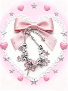 1 chiếc vòng tay bằng đồng sang trọng thanh lịch làm thủ công đính hạt, pha lê, nơ, ngôi sao, nốt nhạc dành cho phụ nữ, thích hợp làm quà tặng, quán bar, hộp đêm, du lịch, tiệc tùng, trang phục thường ngày - Bạc - Xem 10