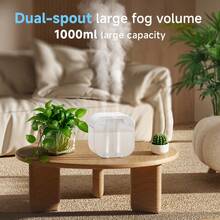 USB Air Humidifier With Dual Nozzles, Touch Button, Fashionable Humidifier, Portable Humidifier, Desktop Aroma Diffuser, 7-Color Night Light, Suitable For Home & Bedroom