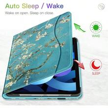 Case For IPad Air 5th Generation 2022 IPad Air 4th Generation (2020) 10.9 Inch MultiAngle Viewing Protective Cover With Pencil Holder And Pocket Auto Sleep Wake Blossom