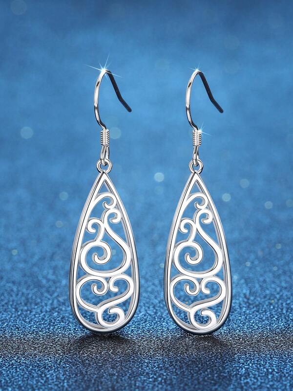 1 paire de boucles d'oreilles pendantes simples en argent sterling 925 pour mariage et anniversaire, bijoux d'oreille pour femme, cadeau de bijouterie fine