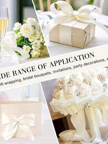 1 Roll Satin Ribbon, Headband, Silk Ribbon, Cloth Ribbon, Satin Ribbon, Cake Gift Wrapping Ribbon, Colored Silk Ribbon, 25 Yards Long, Christmas, Halloween For Handmade Bow Craft Wedding Christmas Decoration DIY Card Gift Wrapping - Beige - View 6