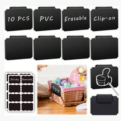 10pcs Mini Chalkboard Message Board Display Stands Comes With A Pen, Home Decor Signs,Suitable For Wedding, Baking Display, Hotel, Party, Dessert, Table Cards, Mother's Day, Graduation(Two Random Styles)