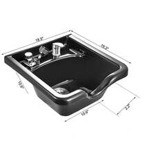 Lavabo mobile per parrucchiere in plastica ABS, dimensioni 47 x 4,6 x 25 cm, Lavabo nero rovesciato, ampiamente utilizzato nel salone di bellezza o nel bagno, a casa o in bagno