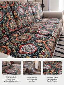 1pc Stretch Wrap Sofa Slipcover, Milk Silk Bohemian Style Sofa Cover, Home Decor Sofa Protector Against Dust & Scratches, Suitable For All Seasons - Green - View 7