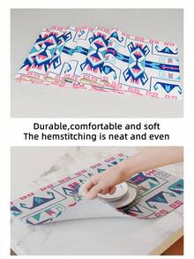 1pc Bohemian Style Tablecloth, Rhombus Asymmetrical Pattern, Linen-Like Material, Versatile For Daily Use, Parties, Home Decor, Indoor/Outdoor, Dining Table Center Decor