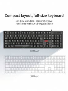Lenovo KM280 Wired Keyboard And Mouse Combo, Classic Black, USB Wired Connection With Ultra-Low Latency, Business Office & Entertainment Keyboard And Mouse, Compatible With Desktop And Laptop Computers - Black - View 8