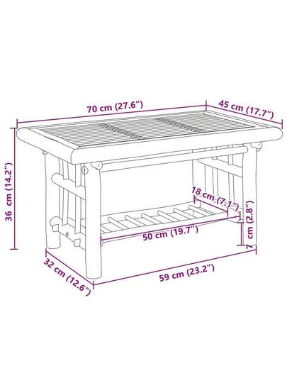 VidaXL Coffee Tafel 70x45x36 Cm Bamboo view 2