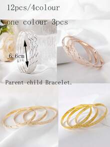 3 أساور معدنية خفيفة الوزن متموجة قابلة للتراكم