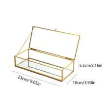 1pc Vintage Glass Jewelry Box, Rectangular Jewelry Display Storage Box With Lid, Vanity Trinket Box For Home Decor, Used To Store Jewelry, Rings, Bracelets, Jewelry Box, Dust-Proof Cosmetics And Accessories Storage Box, Rectangular Design, Glass Jewelry Box For Home Decor