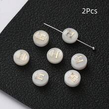 2Pcs Round Shell Beads Letter Spacer Beads DIY Bracelet Necklace For Jewelry Making Supplies - Shell Alphabet Beads - View 29