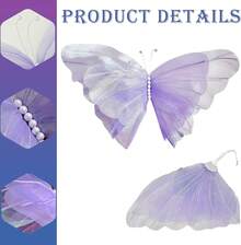 3PCS 20-Inch Silk Butterflies Decoration Set, Large Artificial Butterflies Available In 3 Colors (Purple, Pink, White) For Birthday, Wedding, Easter, Halloween, Christmas, Valentine's Day, DIY Crafts, Party, Home Decor, And Photography Props - 3PCS purple - 查看 6