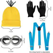 NYE Costume 5-Piece Set For Adults | Soft Polyester Unisex Hat Goggles Gloves Overalls | Cosplay Outfit For New Year Party - Multicolor - View 10