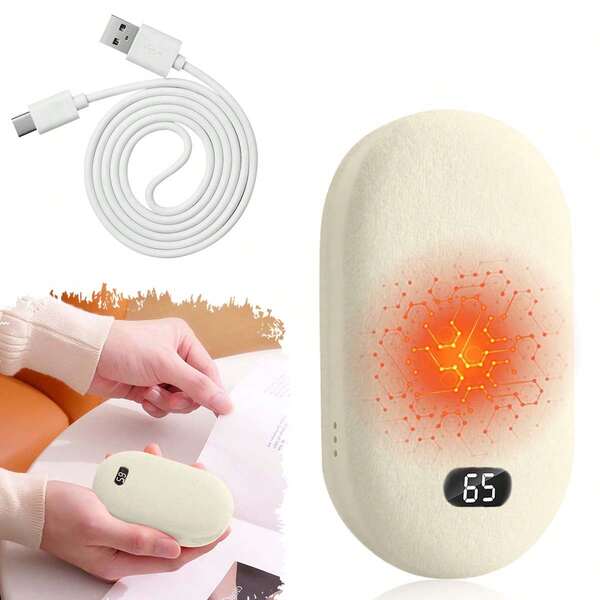 1 قطعة منتجات جديدة لشتاء 2025 ، سخان يدوي محمول من الفرو ، قابل للشحن عبر USB ، شاشة رقمية ، سخان يدوي قابل للشحن ذو وظيفتين ، مناسب للمكتب والدراسة والخروج.