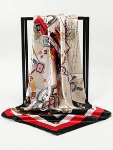 1 件女士新款佩斯利印花头巾，时尚百搭方形围巾，适合街舞、派对、骑行、手链、头带、围巾、真丝装饰围巾，适合日常使用，四季皆宜