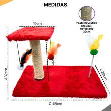 Scratching Post With Interactive Toys With Sisal And Balls - Red - View 4