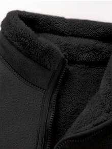 1件装女士双面连帽抓绒外套，户外保暖纯色拉链卫衣，秋冬季滑雪服