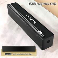 Large Kitchen Cling Film Dispenser, Multi-Mount Film Cutter Box For Plastic Wrap And Aluminum Foil - Classic / Hook And Loop / Suction / Magnetic Styles, Convenient And Fast For Kitchen Organization - Black - View 15