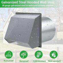 Upgraded 10 Inch Hooded Wall Vent, Outdoor Wall Exhaust Vent Cover Wall Cap With Screen & Damper For Exterior Kitchen Range Hood, Ventilation Dryer, HVAC Duct Air Exhaust, Galvanized Steel, Black - View #3