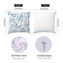 6 件蓝色简约叶子几何图案靠垫套，单面印花桃色天鹅绒材质，45*45/50*50/40*40 厘米枕套适用于现代布艺沙发室内装饰、派对装饰、礼物 - 6pc-藍色 - 查看 10