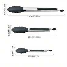3-Piece Set Of High-Quality Stainless Steel Tongs In 3 Lengths To Suit Any Occasion. Barbecue/Blanching/Egg Tart Silicone Tongs With Non-Slip Silicone Handles. Durable Cooking/Serving Tongs For Home/Christmas/Halloween Parties/Restaurant Kitchens.