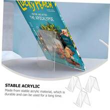 Suporte de acrílico transparente para livros, suporte para livros transparente para armazenamento em mesa, leve e com suporte para biblioteca, escritório e uso no varejo