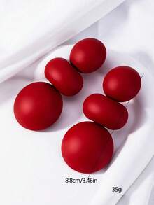 1 Pair Of 2006 New Exaggerated Metal Geometric Clip Earrings New Year Gift - Red - View 4