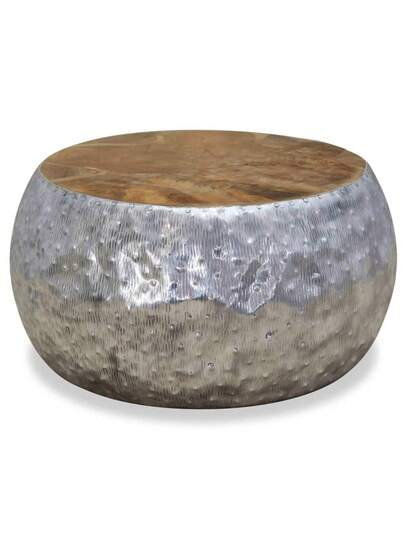 VidaXL Coffee Tafel 60x60x30 Cm Aluminum Teak Wood view 4