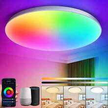 CANMEIJIA Color Changing Ceiling Light, Large Size LED Ceiling Lamp, 3-Color Adjustable 3000K/4000K/6500K/RGB Round Panel Light, Dimmable Color Temperature, 220V, Easy Installation, Suitable For Bathroom/Bedroom/Living Room/Study/Closet/Kitchen/Hallway/Dressing Room/Rental Home/Small Room, Choose Suitable Color Based On Usage Needs - Đèn trần ba màu - Xem 10