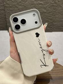 Casing Ponsel Kulit Sintetis Bertekstur Musim Gugur/Dingin dengan Ukiran Huruf dan Nama yang Dipersonalisasi, Kompatibel dengan iPhone 17/16/15/14/13/12/11 Pro Max/14/15/16 Plus, Pelindung Anti Guncangan - Putih - View 18
