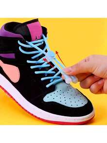 8pcs Children & Adult Fashionable Versatile Shoelace Locks, Colorful Elastic No-Tie Shoelaces, Slouchy Lace Locks, Shoes Accessories For Sneakers,Running Shoes - Multicolor - View 4