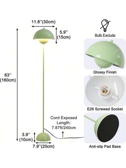 Alpinaluz Nordic Vloer Lamp Groen "Flowerpot" Inspiration Parabolic Base, E27 Socket Living Room, Dining Bedroom view 4