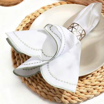 2/4 Pieces Linen Embroidered Edge Napkins Cloth Square 38*38cm/15*15inch Park Picnic Family - Friendly Restaurant Retirement Parties Weddings Hotels Coffeehouse ​Brunch Adult Birthday ​Valentine's Day Celebration Of Life ​Girls' Night Out