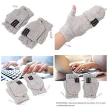 Guantes Calefactores De Invierno, Calentadores de Manos con Calefaccin Elctrica Manos Completas y Medias Elctricas Calefaccin de Camping de Doble Cara Clidos para Computadora - Gris plateado - Ver 1