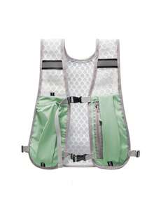 1pc Reflective Trim Backpack For Night Running, Cycling, Casual, Breathable, Water-Resistant Running Vest With Water Bottle & Phone Pouch, Christmas