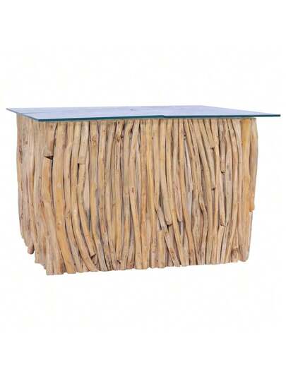 VidaXL Coffee Tafel Glass Top 66x66x40 Cm Solid Teak view 8