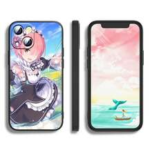 Cartoon ReZERO Girl Covercompatible with  15 14 13 12 11 XS XR X 7 8 6 6S Pro Max Plus mini Black Phone Case,Covercompatible with  17 Hülle, 17 pro Hülle, 17 promax Hülle