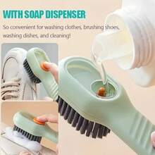 1pc Multi-Functional Shoe Brush With Soap Dispenser, Refillable Liquid Shoe Cleaning Brush, Gardening Tool - Multicolor - View 3