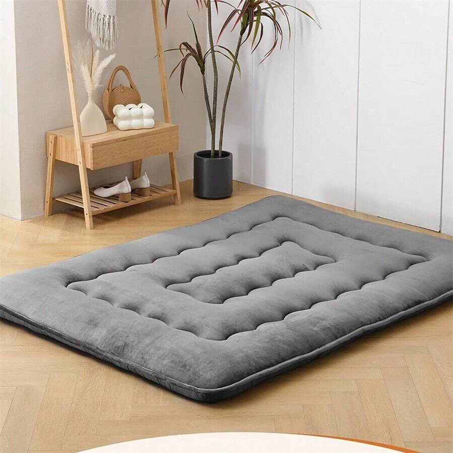 1pc Microfiber Quilted Mattress Pad, Japanese Futon Mattress Topper, 600gsm Thick Polyester Filled Quilted Mattress Pad, Soft & Comfortable Zabuton Cushion, Foldable Floor Mat, Dorm & Apartment Mattress Topper, Autumn/Winter Warm Thin Mattress, King/Queen Size Soft & Breathable Sofa Bed Yoga Mat