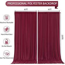 2 Panels 10 Feet Wrinkle-Free Polyester Photography Backdrop Drapes For Wedding, Baby Shower, Party - 8FTX10FT (White),  Event Backdrops 2025 - Màu Đỏ Sâu - Xem 5