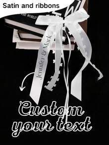 1 Piece/Multiple Pieces Personalized White Wedding Car Bow, Wedding Bow, Champagne Glass Ribbon, Personalized Satin Ribbon Name Tag, Wedding Car Decoration, Wedding Bow, White Heart-Shaped Wedding Car Bow, Wedding Car Bow Door
