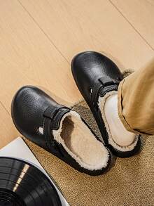 2025 Pantuflas para hombres, EVA ligeras y de moda con forro de felpa, pantuflas minimalistas de unicolor cálidas para interiores y exteriores, viajes y uso casual, pantuflas clásicas de invierno para hombres, pantuflas de felpa forradas para estudiantes de invierno, pantuflas de casa forradas térmicas de talla grande, pantuflas de mula cerradas forradas de felpa de invierno, las mejores pantuflas cálidas para hombres. Talla CN36-47. (Pida una talla talla grande si tiene un empeine alto)