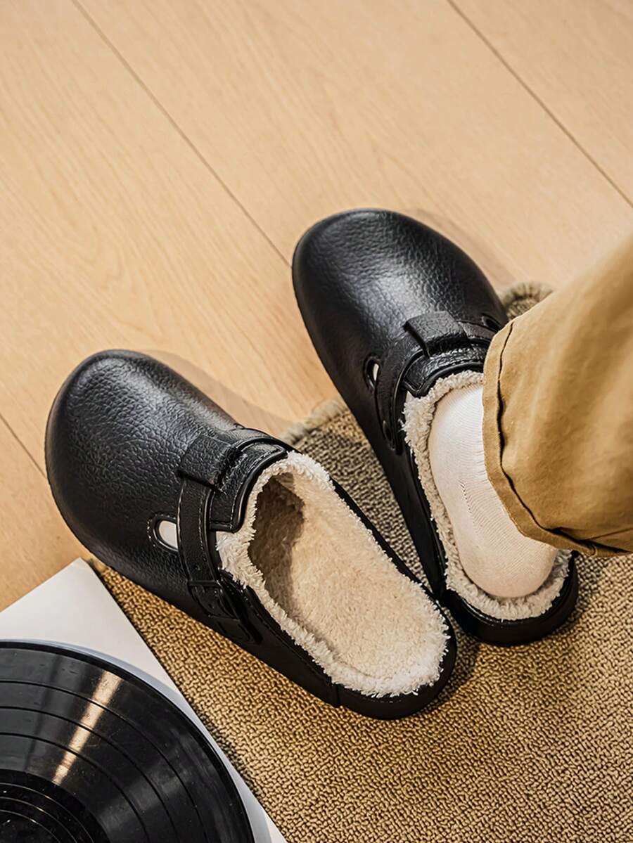 2025 Pantuflas para hombres, EVA ligeras y de moda con forro de felpa, pantuflas minimalistas de unicolor cálidas para interiores y exteriores, viajes y uso casual, pantuflas clásicas de invierno para hombres, pantuflas de felpa forradas para estudiantes de invierno, pantuflas de casa forradas térmicas de talla grande, pantuflas de mula cerradas forradas de felpa de invierno, las mejores pantuflas cálidas para hombres. Talla CN36-47. (Pida una talla talla grande si tiene un empeine alto)