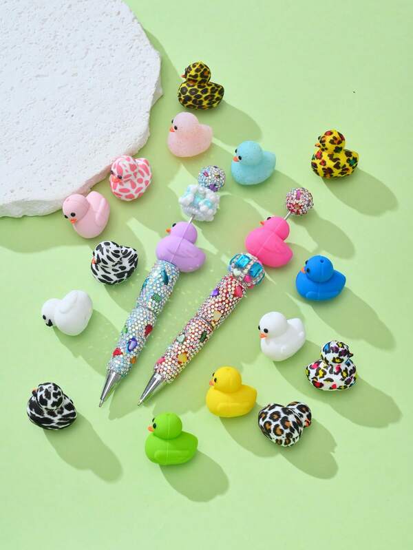 1/3/5/10pcs Colorful Cute Duck Animal Beads, Suitable For DIY Necklace, Bracelet, Earring, Keychain, Phone Strap, Decorative Pen, Couple Gifts