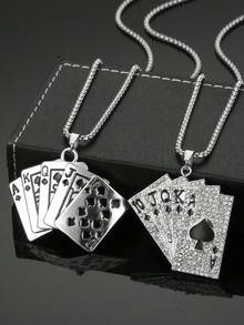 1pc Personalized Playing Card Versatile Necklace, Black Playing Card Necklace, Unique Interesting Necklace, Holiday Gift Necklace, Couples Necklace, Suitable For Parties, Daily Wear And Party Themes
