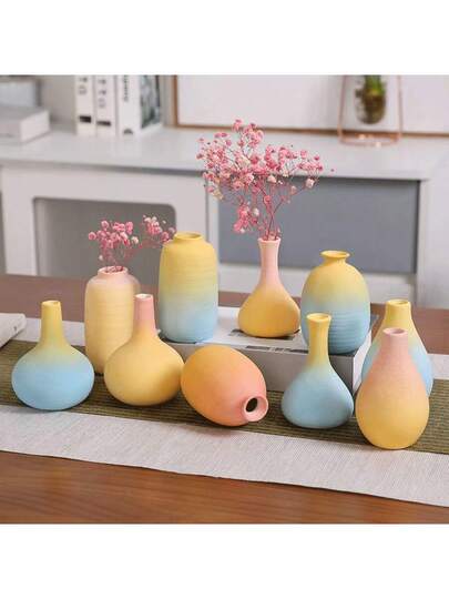 1pc Mini,Wide Mouth Vase, Ceramic Flower Vase ful Desktop Ornaments Creative Plant Pots, Fake Flowers Room, Dopamine ations,Home ations, Photo Props, Bedroom, Entrance, Holiday ation, Mother's Day s, Ho warming Back To School Graduation Room Glass