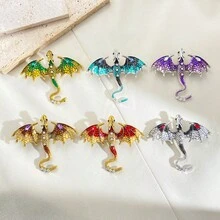 1pc Men's Colorful Drip Oil Enamel Dragon Brooch Pin, Fashion Versatile Casual Accessory