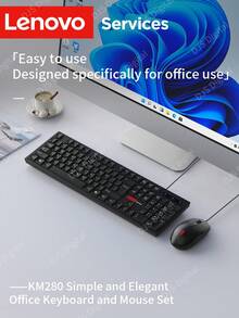 Lenovo KM280 Wired Keyboard And Mouse Combo, Classic Black, USB Wired Connection With Ultra-Low Latency, Business Office & Entertainment Keyboard And Mouse, Compatible With Desktop And Laptop Computers - Black - View 11