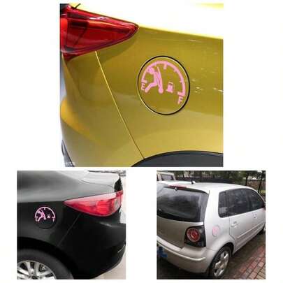 2PCS Funny Car Fuel Cap Stickers, Waterproof Reflective Vehicle Vinyl High Gas Consumption Decal, Automotive Exterior Fuel Gage Empty Sign, Universal SUV, Truck, RV Pink