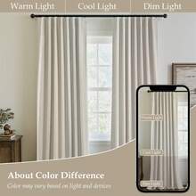 Topfinel 4 Panels Set 100% Blackout Curtains Flax Linen Drapes Room Darkening Soundproof Modern Curtains With Hooks Rings For Bedroom Living Room Back Tab Rod Pocket Winter Home Decor - Màu be - Xem 6